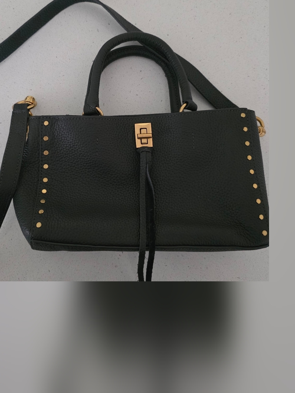Rebecca Minkoff Gray Leather Studded Bag w/Top Handles & CB Strap